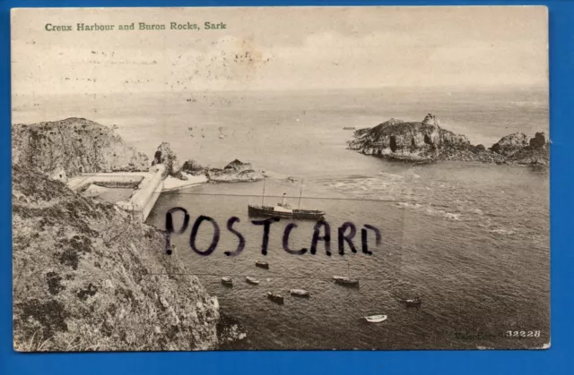 1907 Postcard Creux Harbour & Buron Rocks Sark Channel Islands Nr Guernsey Herm