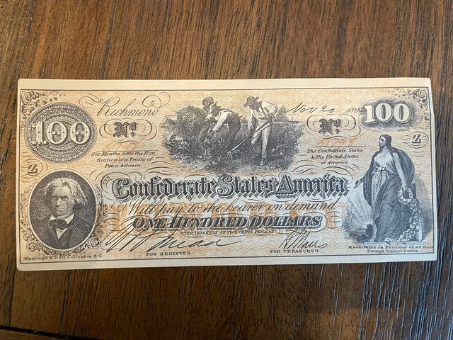 The Confederate States Of America One Hundred Dollar Facsimile Banknotes 1864