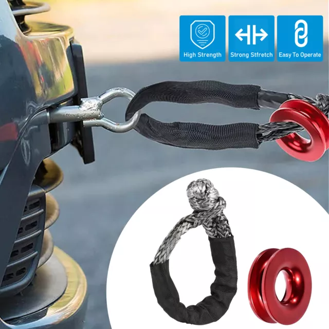 Aluminum Ring Snatch-Ring Block-Snatch Pulley with Rope Tow Winch Straps UK HOT