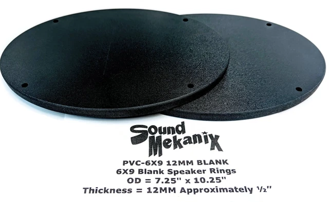 6x9" Plastic Speaker / Spacer Ring PVC-6x9 12MM BLANK One Pair Made in USA