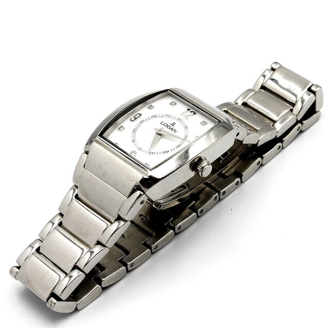 Orologio con Diamanti Vintage Donna da Uomo Svizzero Acciaio Bianco Madreperla