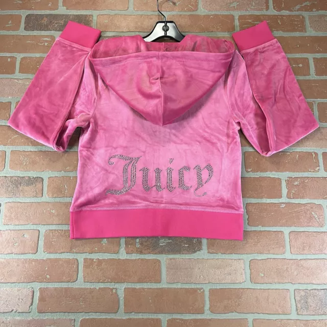 Juicy Couture OG Big Bling Velour Hoodie Jacket Free Love Pink Size M NWT Y2K