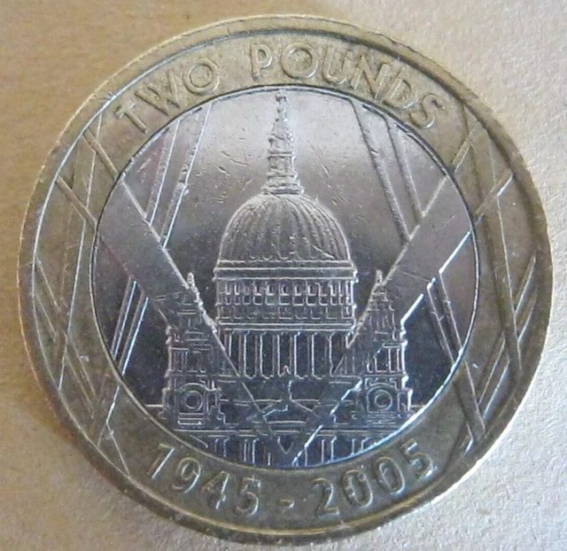 2005 TWO POUND COIN ST PAULS CATHEDRAL WWII 1945 2005. Circulated. £2.99 PicClick UK