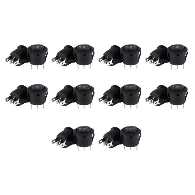 Kit 10 Interruttori A Bilanciere SPST On/Off – AC 6A/250V – 10A/125V, Con Indicazione I/O, Per Auto, Moto E Barche