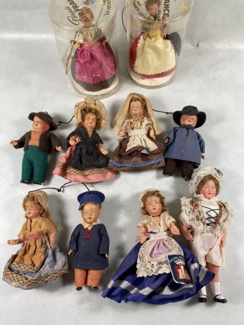 Lot Of 10 Celluloid Dolls Made In France  3” To 5”