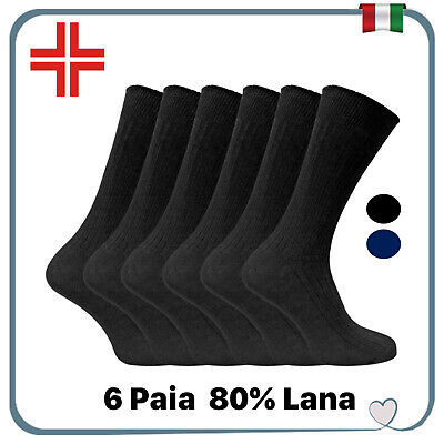 Set 6 paia Calze da uomo sanitarie corte calzini in misto lana senza elastico