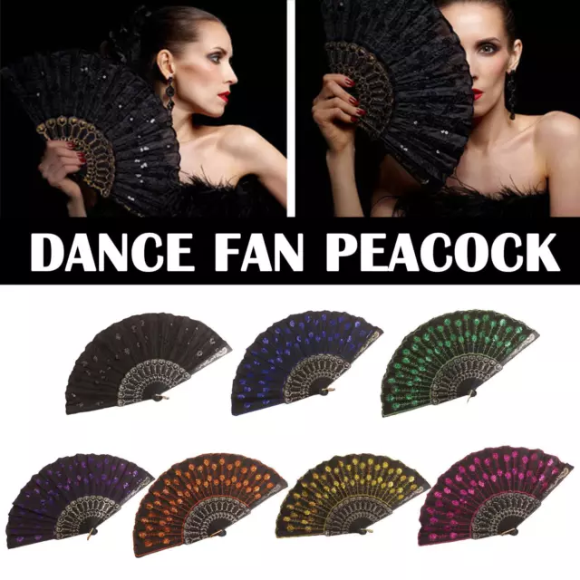 Hand Held Chinese Fans Spanish Dance Flowers Peacock Folding Fans Wedding Party