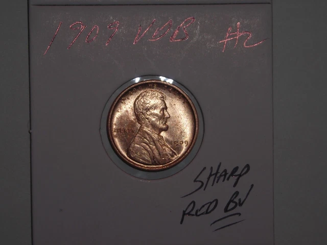 wheat penny 1909 VDB LINCOLN CENT RED BU 1909-P V.D.B LOT #2 RED UNC LUSTER