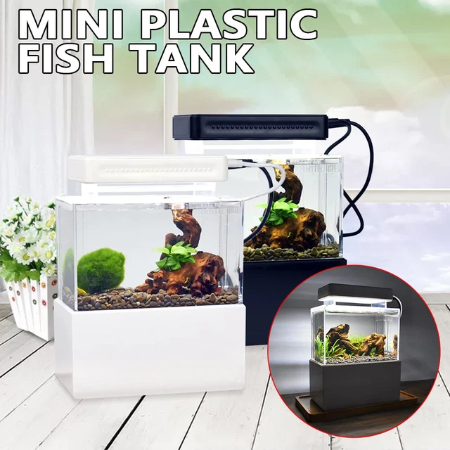 Mini Fish Tank with LED Desktop Acrylic Aquarium Bowl For Goldfish Small Fish