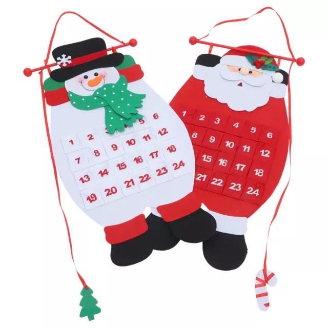 2 piezas Calendario de Adviento para niños adornos colgantes de árboles de Navidad 3