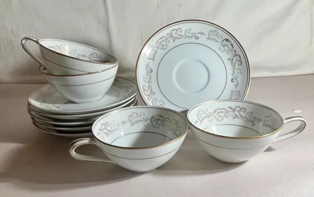 6 Noritake Stanwyck Cups And Saucers