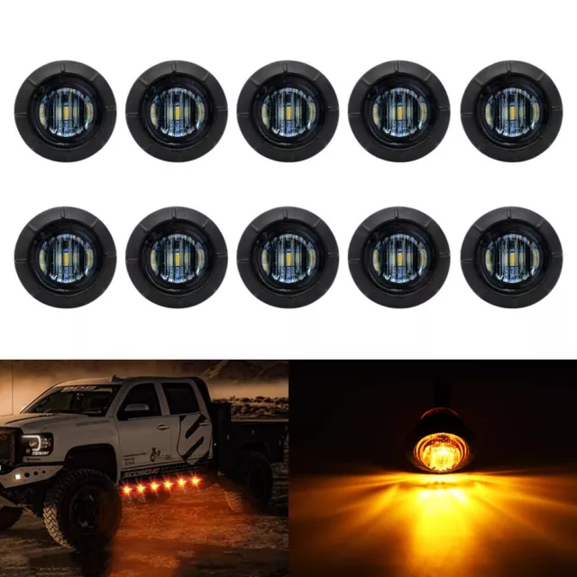 10x 3/4" Bullet Round Smoked Amber LED Side Marker Lights for Boat Trailer Truck