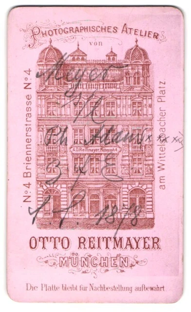 Fotografie Otto Reitmayer, München, rücks. Ansicht München, Atelier Wittelsbach