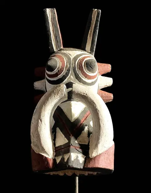 African Mask Tribal Face Mask Wood Hand Carved Bwa Warthog Mask Tusk--6820