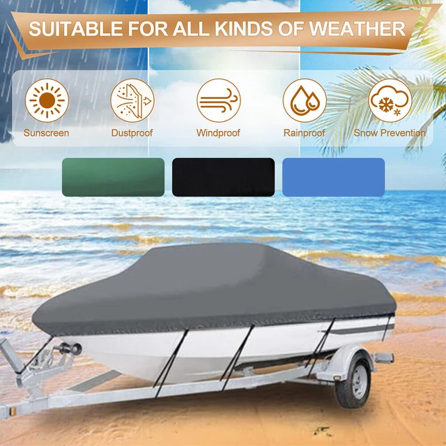 Trailerable Boat Cover Waterproof Heavy Duty Marine Grade Dust V-Hull Runabout