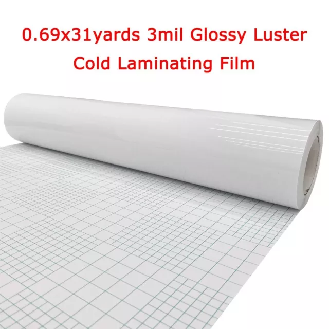 0.69x31yards Glossy Vinyl Cold Laminating Film Self-Adhesive Transparency Film
