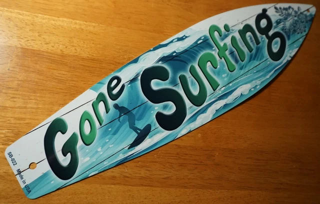 RETRO VINTAGE STYLE GONE SURFING SIGN Tiki Bar Beach Surfboard Home