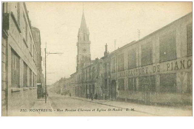 93.MONTREUIL.n°20147.RUE ARSENE CHEREAU ET EGLISE ST ANDRE.MANUFACTURE DE PIAN