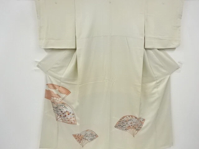 43397# Japanese Kimono / Antique Kimono / Embroidery / Pine & Kiku With Wist