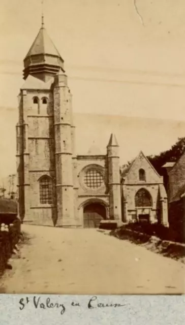 France, Saint-Valéry-en-Caux, L&#039;église  Albumen vintage print Tirage albu