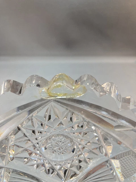 Vintage American Brilliant Cut Glass Bowl some Rim damage 10