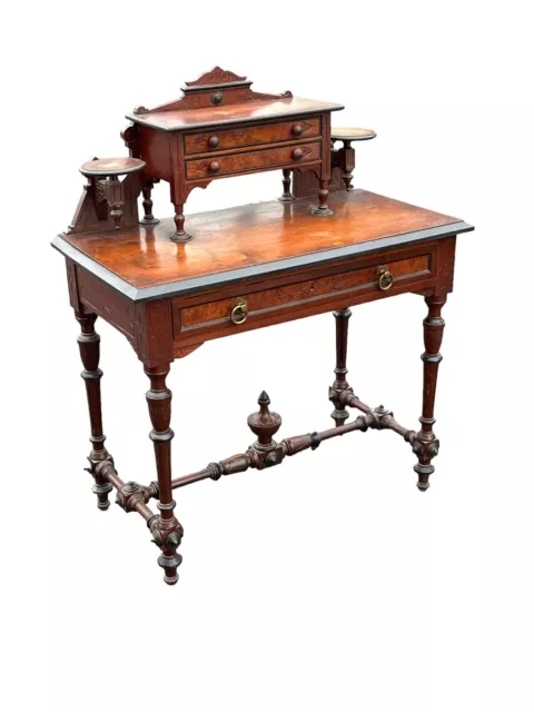 rare victorian walnut writing table rennisance revival walnut ebonized 1860