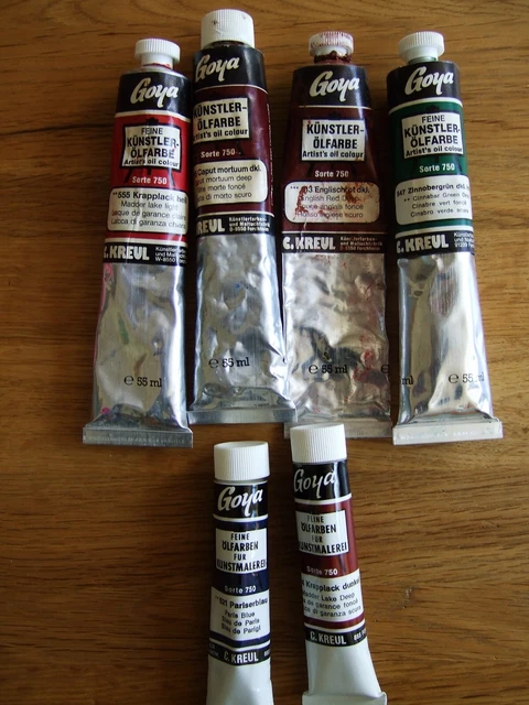 "Goya" Ältere 2x20ml + 4x55ml Goya Ölfarben mehrfabig, wie neu, z. Ausprobieren