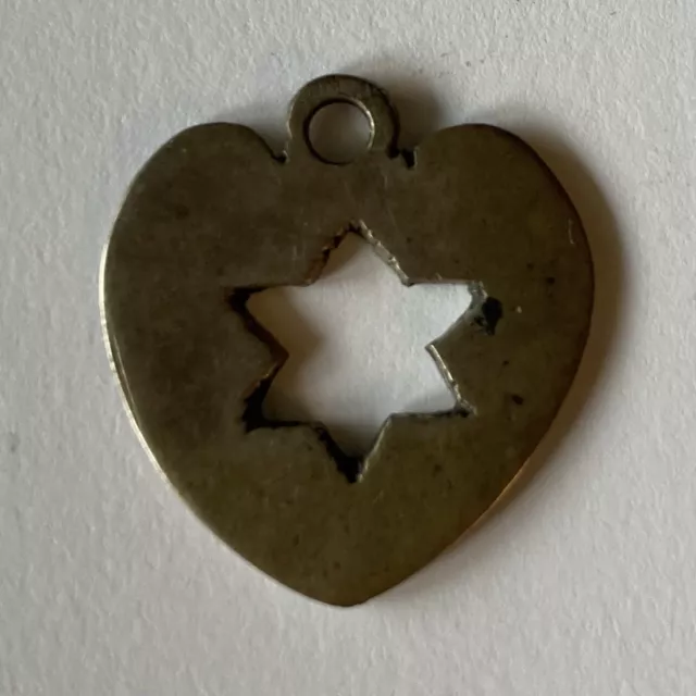 Vintage Sterling Silver Jewish Star Of David Cut Out Heart Pendant 1” 925