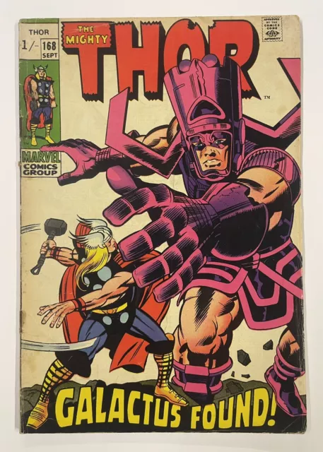 Thor #168. Sept 1969. Marvel. Vg-. Galactus! 1St App Of Thermal Man! Uk Price!