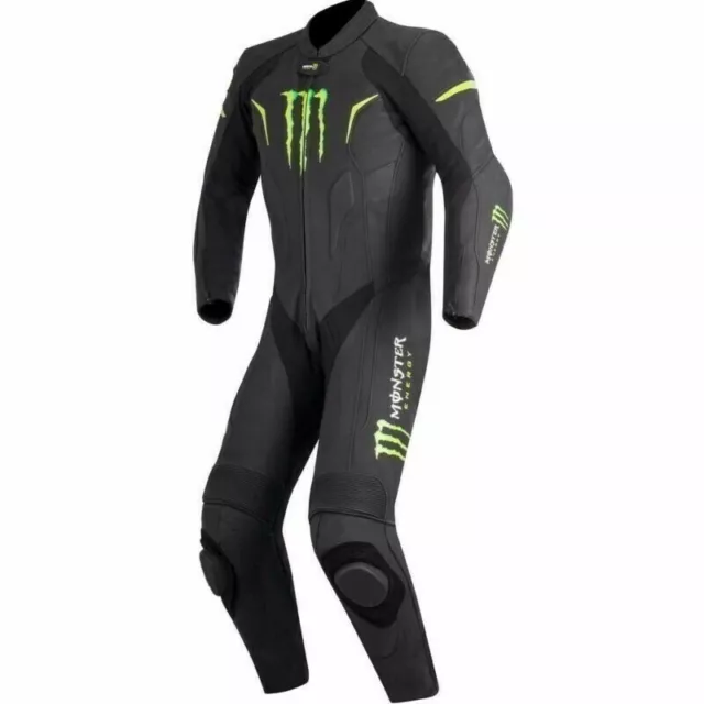 Monster energy MotoGP cowhide 1/2 piece Leather Motorbike Motorcycle racing suit