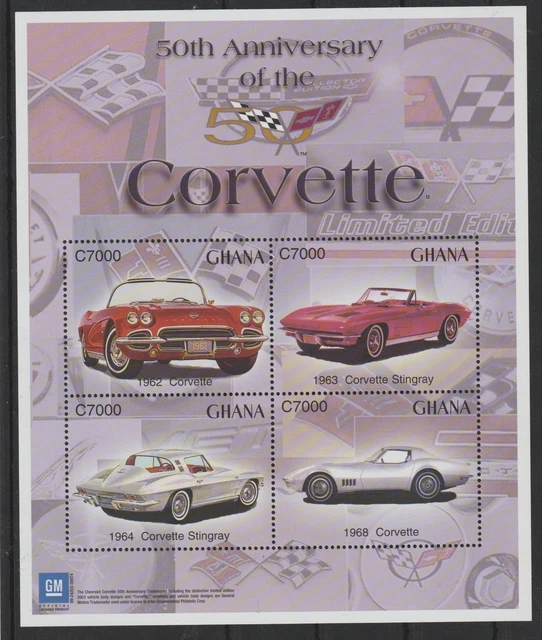 Ghana 50th Anniversary Corvette - 4 V. IN Einem Bf MNH MF95566