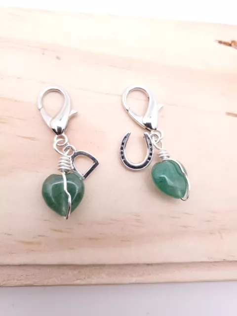 Green Aventurine Heart Horse Bridle Charm