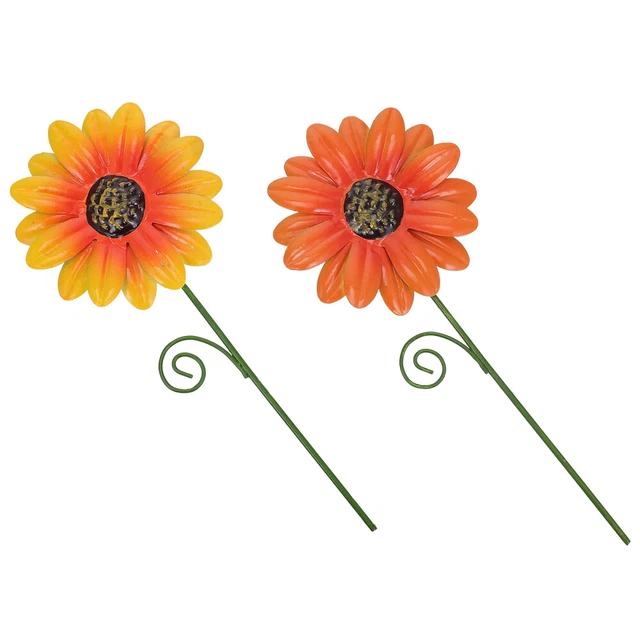 2Pcs Dekorative Garten Sonnenblumen Stakes Eisen Ornamente Pflanzer Rasen Hof