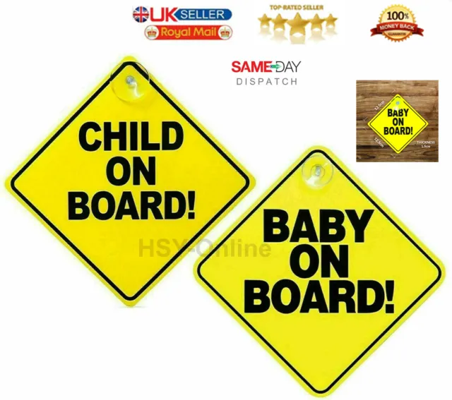 2 letreros de bebé a bordo para automóvil, niños y bebés advertencia de seguridad con ventosas Reino Unido