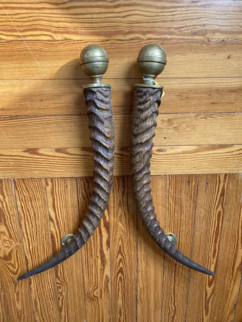 Ibex Antelope Horn Door Handle Pull Hunting Lodge Cabin African L Safari Décor