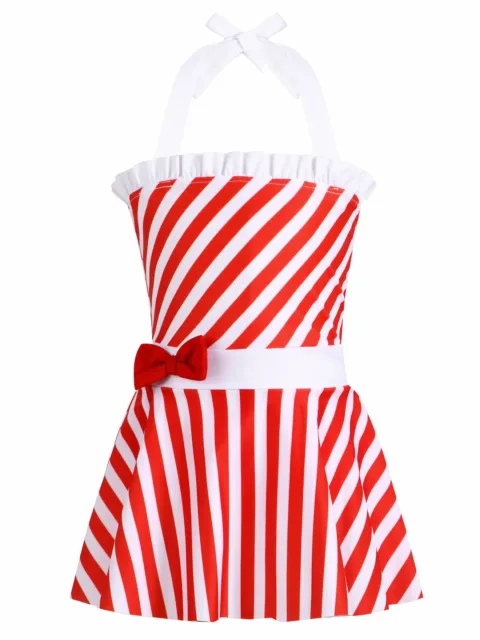 Red&White Stripe Toddler Baby Girls One-piece Beach Bikini Swimwear Bathing Suit