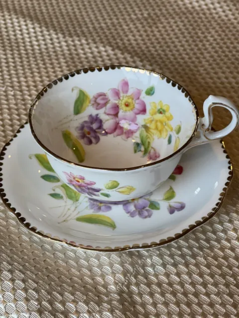 Royal Standard Hand Painted Lorraine Floral Tea Cup-saucer. Bone China England