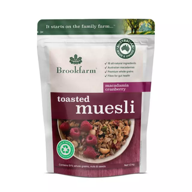 NEW Brookfarm Toasted Muesli Macadamia Cranberry 50g