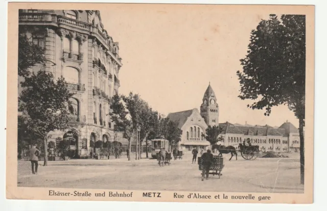 METZ - Moselle - CPA 57 - trams - tramway rue d'Alsace towards the station