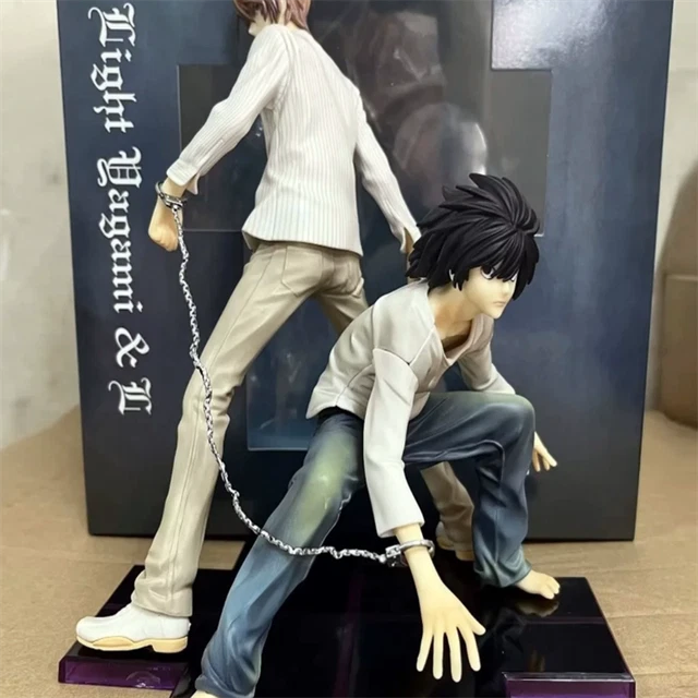 ANIME DEATH NOTE Yagami Light & L Figures Statues Handcuff Model
