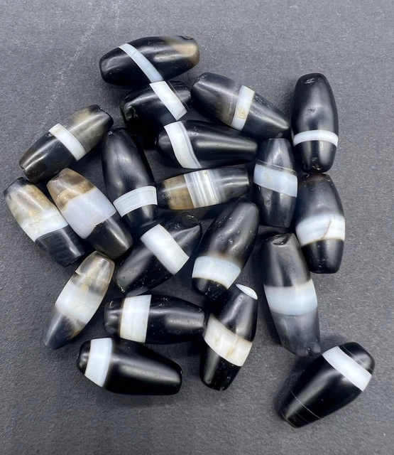Banded Agate Beads Sulaimani Agate Beads Lot Antique Old Lose Beads 21 Beads Lot