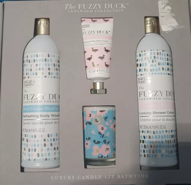 💙The Fuzzy Duck Geschenkset Baylis & Harding blumig blau rosa grau weiß Kerze💙