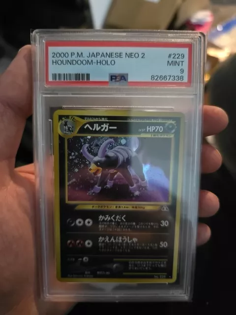 PSA 9 Houndoom Nr. 229 Neo Discovery japanische Holo Pokémon Karte WOTC 2000 - Neuwertig