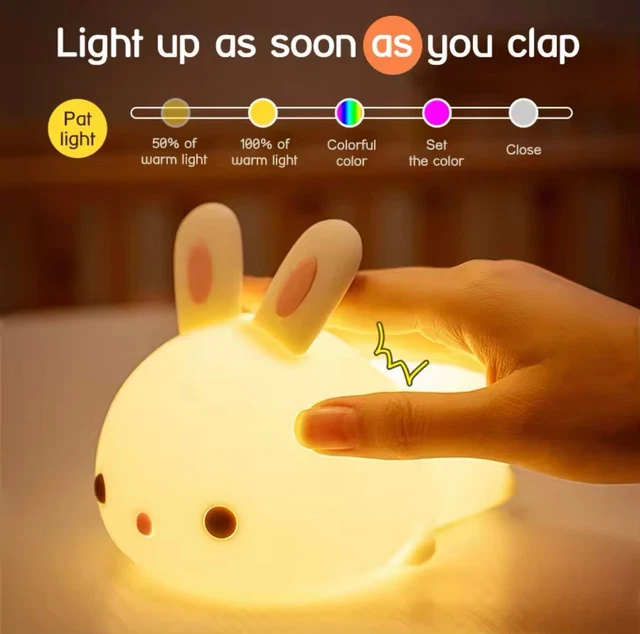LED BABY CARTOON Night Light RABBIT Desk Table Lamp Kid Gift Bedroom
