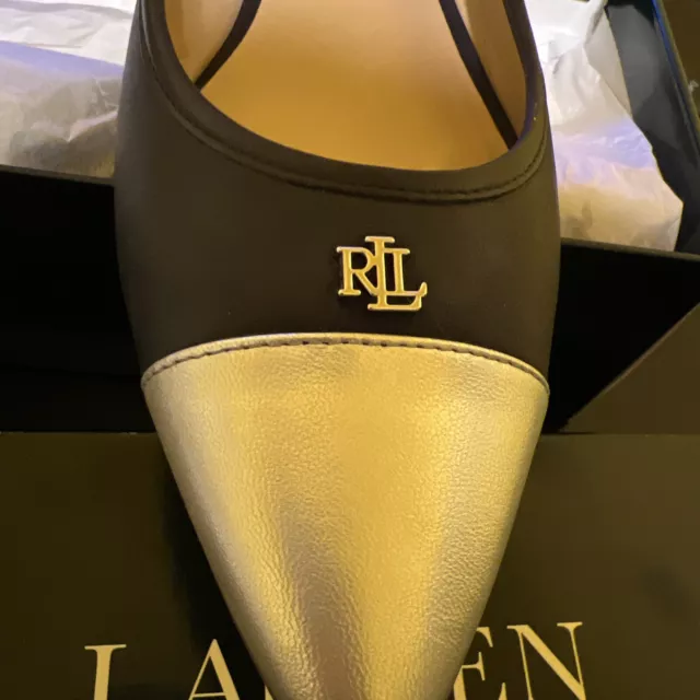 Lauren Ralph Lauren HALENA Pointy Flats  Navy Silver Size 11M NIB 2