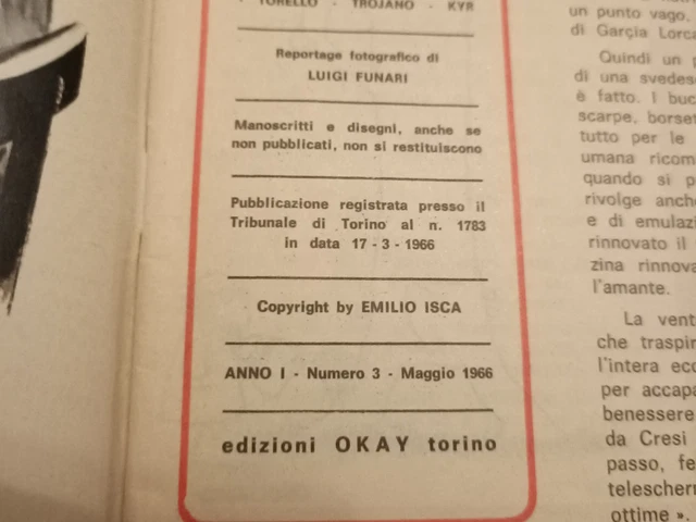 OKAY MENSILE UMORISTICO Anno I N°3 1966 Vignette Erotiche Ed. Emilio ...