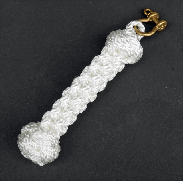 GLOCKENBÄNDSEL SCHLÜSSELANHÄNGER aus TAUWERK weiss mit Messing-Schäkel