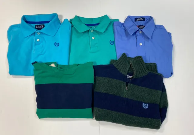 Lot of 5 Boys Chaps Shirts Size 7 & Size 5 Sweater Button Down Hooded Polo Style