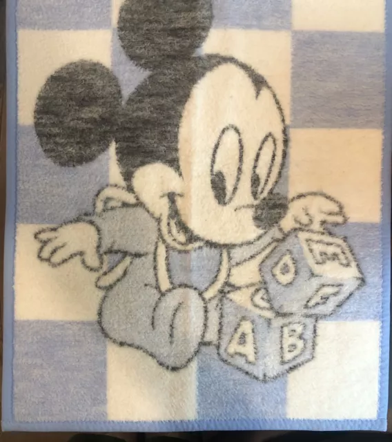 Beiderlack Vintage Baby Mickey Mouse Blue  Blanket 27” X 36”