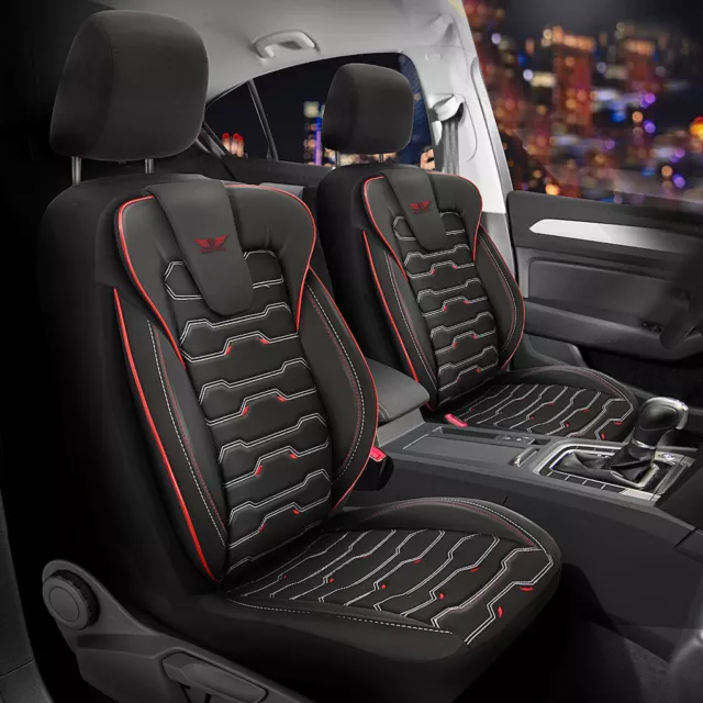 Auto Sitzbezüge für VW Tiguan Touareg Atlas Amarok Schwarz Rot PU Lede